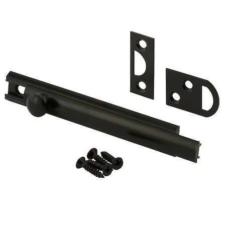 Prime-Line Surface Bolt, 4 in., Solid Brass, Matte Black Finish (Single Pack) U 11448